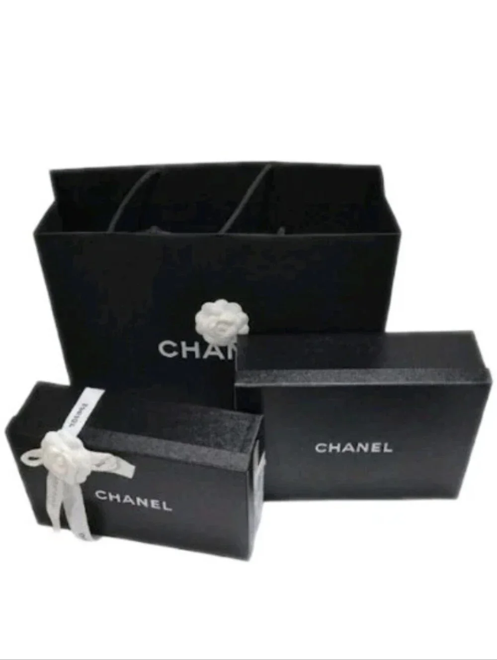 Chanel Lot of Empty Shoe Boxes + Dust Bags + Pouch + Shopping Paper Bag ...